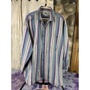 Vintage WEEDS Mens XL Single Stitch Striped Western Button Up Shirt Distressed